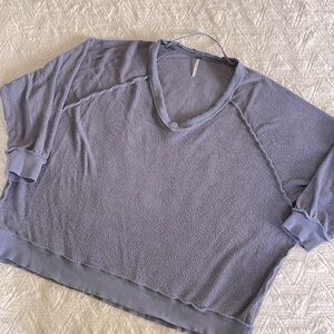 Free People Dusky Blue V Neck Sweatshirt